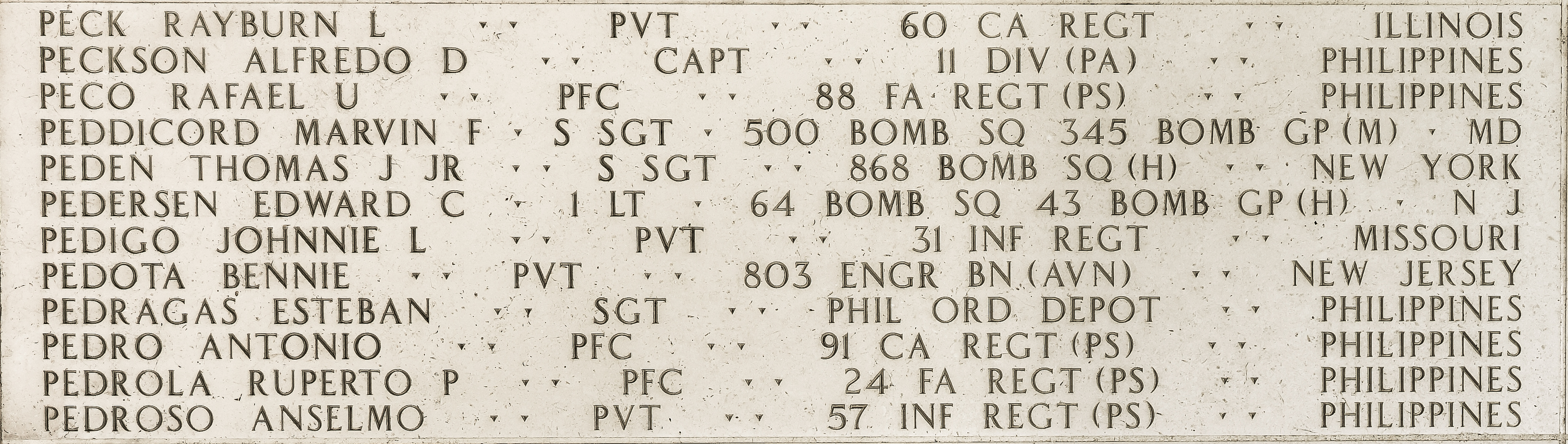 Rayburn L. Peck, Private